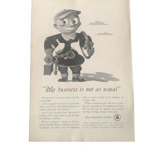 Vintage 1941 Bell Telephone System Business Is Not Usual Ad Advertisment
